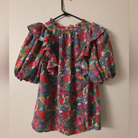 Entro Colorful Floral Puff Sleeve Blouse - Picture 7 of 12